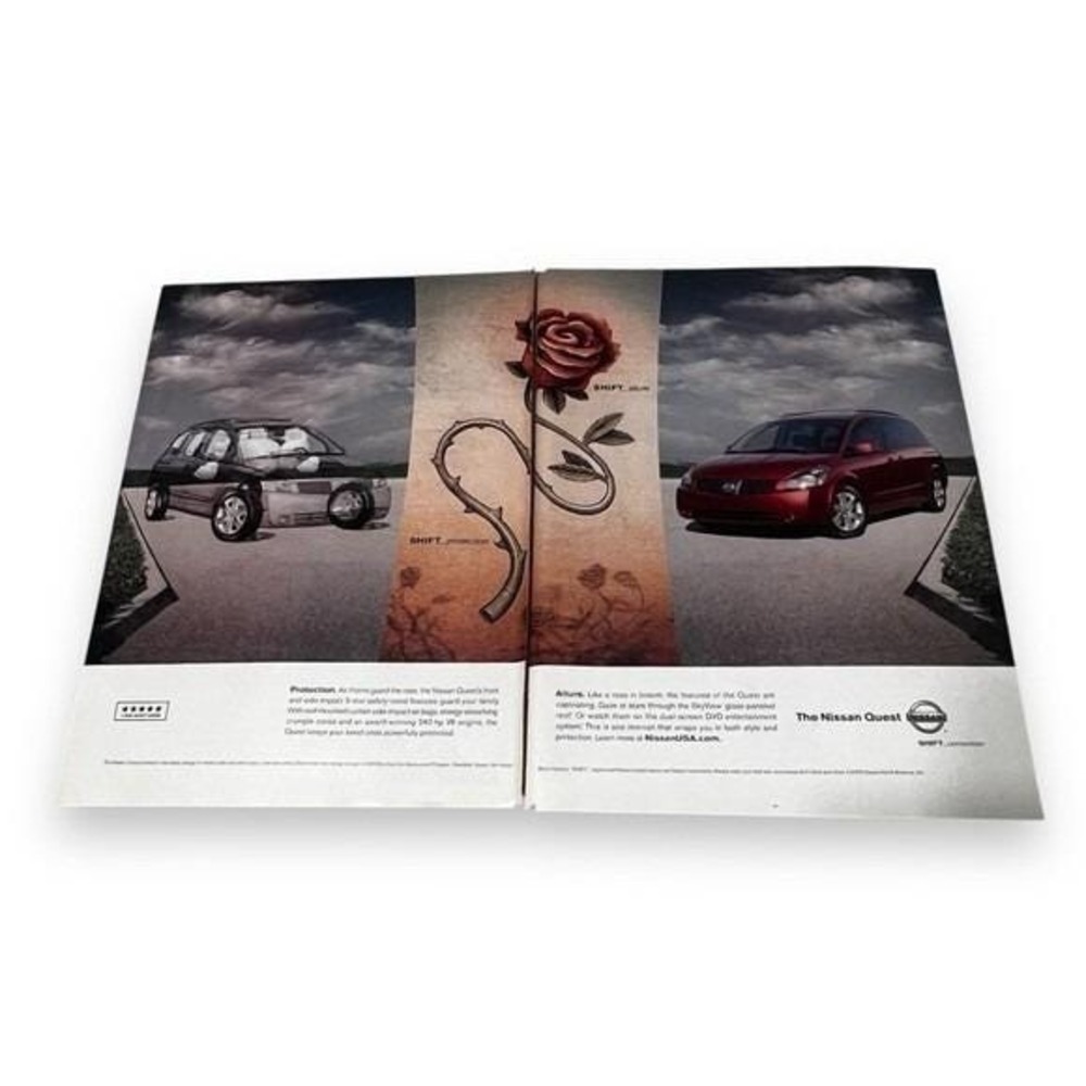 2006 Nissan Quest Shift Protection Double Page Original Vintage Print Ad
